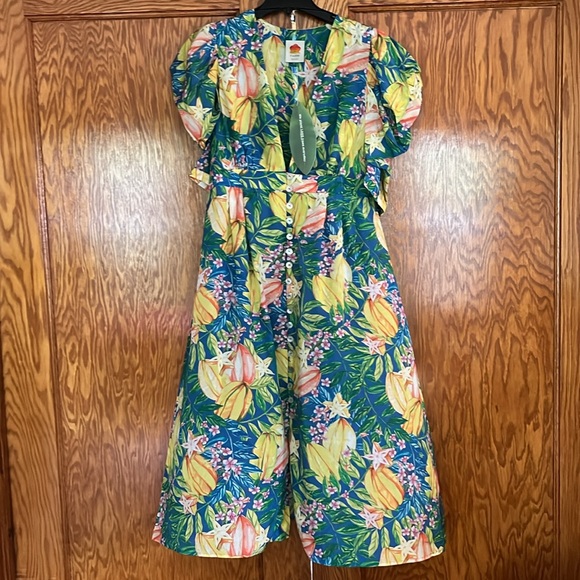 Farm Rio Star Fruit Puff Sleeve Midi Dress Size L NWT - Picture 7 of 15